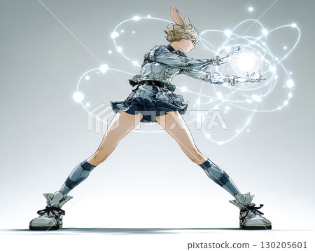 身披閃電的電精靈插畫－閃電發射姿勢 130205601