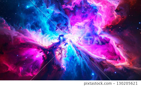 Electric blue nebula glowing in deep space, with bright plasma bursts and dark cosmic clouds creating a dramatic and luminous astronomical scene., abstract space Electric blue nebula glowing in deep space, with bright plasma bursts and dark cosmic clouds creating a dramatic and luminous astronomical scene., abstract space 130205621