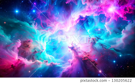 Electric blue nebula glowing in deep space, with bright plasma bursts and dark cosmic clouds creating a dramatic and luminous astronomical scene., abstract space Electric blue nebula glowing in deep space, with bright plasma bursts and dark cosmic clouds creating a dramatic and luminous astronomical scene., abstract space 130205622