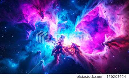 Electric blue nebula glowing in deep space, with bright plasma bursts and dark cosmic clouds creating a dramatic and luminous astronomical scene., abstract space Electric blue nebula glowing in deep space, with bright plasma bursts and dark cosmic clouds creating a dramatic and luminous astronomical scene., abstract space 130205624