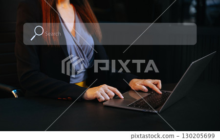 Searching Browsing Internet Data Information Networking Concept with blank search bar. 130205699