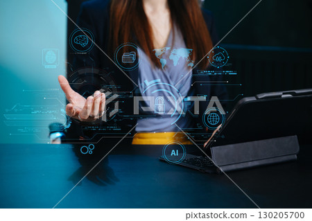 Network security. business using digital tablet and computer with digital padlock for data protection, Network security. business using digital tablet and computer with digital padlock for data protection, 130205700