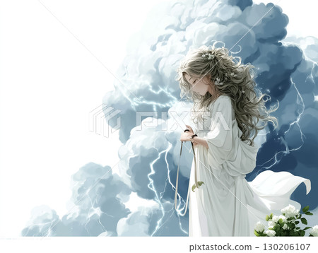 身披閃電的閃電仙女的插畫素材 130206107