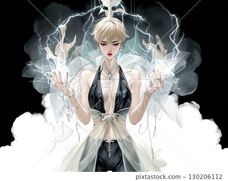 雙手佩戴帶有等離子閃電的閃電仙女插圖 130206112