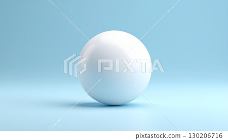 white 3D sphere standing on a clean gradient blue background, casting soft shadow, representing simplicity, balance, modern design, and abstract geometric concept white 3D sphere standing on a clean gradient blue background, casting soft shadow, representing simplicity, balance, modern design, and abstract geometric concept 130206716
