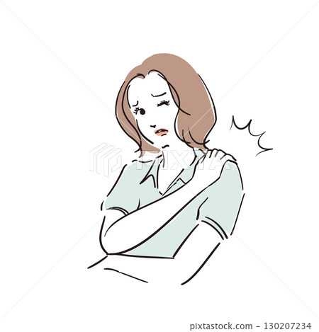 年輕女子身體狀況不佳,肩膀僵硬 年輕女子身體狀況不佳,肩膀僵硬 130207234