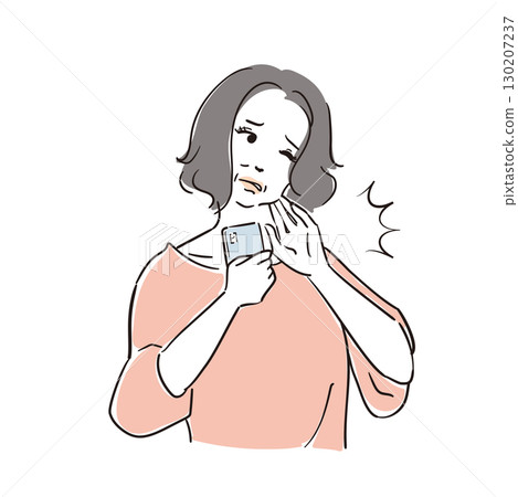 Senior adult woman in poor health, stiff neck 130207237