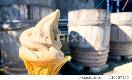 Soy sauce soft serve ice cream I ate on Shodoshima 130207333