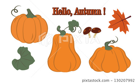 Pumpkin vector illustration set. Autumn greeting element Pumpkin vector illustration set. Autumn greeting element 130207992