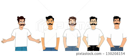 Cartoon Men with Moustaches 130208154