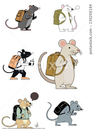Cartoon Mice with Backpacks Cartoon Mice with Backpacks 130208184