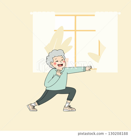 Senior Woman Exercising at Home Senior Woman Exercising at Home 130208188