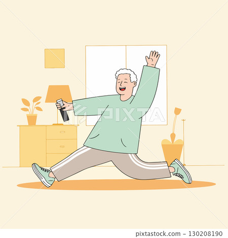 Senior Man Celebrating with a Jump Senior Man Celebrating with a Jump 130208190