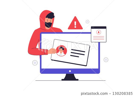 Identity Theft and Personal Data Breach Illustration 130208385