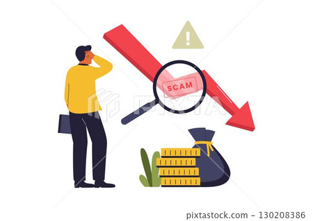 Investment Scam and Financial Fraud Illustration 130208386