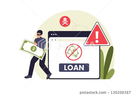 Loan Scam and Financial Fraud Illustration 130208387