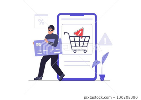 Online Shopping Fraud and E-commerce Scam Illustration 130208390