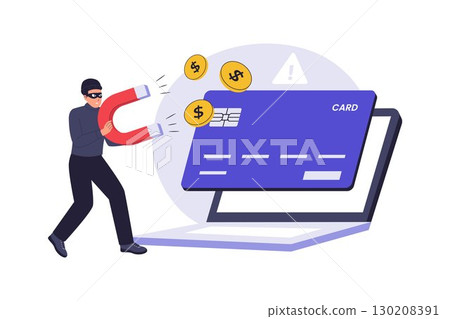 Credit Card Fraud and Data Theft Illustration 130208391