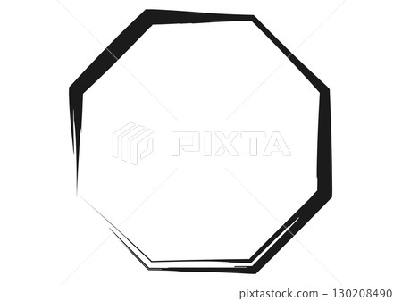 Hand-drawn irregular octagonal frame (black) 130208490
