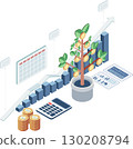 Isometric Money Tree Growth with Long Term Investment Chart 130208794