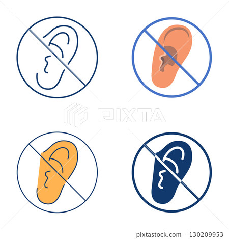 Hearing impairment flat and line icon set 130209953