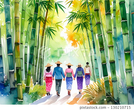 竹林生成AI水彩背景 130210715