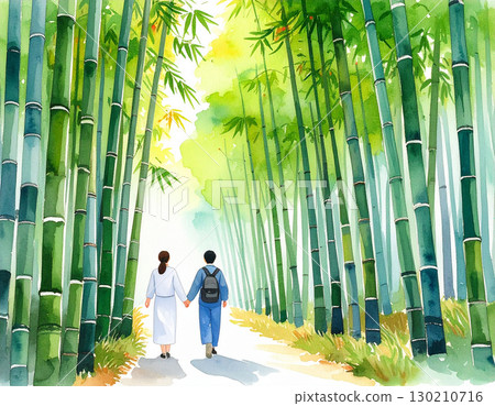 竹林生成AI水彩背景 130210716