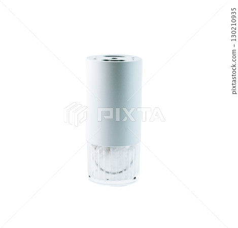 White and transparent universal light fixture for GU10 bulb, isolated on white background, perfect for modern interior lighting and product photography. White and transparent universal light fixture for GU10 bulb, isolated on white background, perfect for modern interior lighting and product photography. 130210935