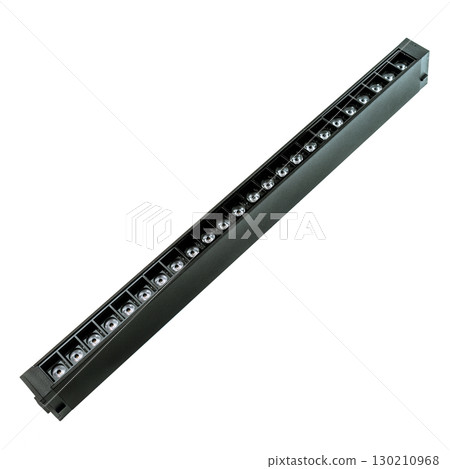 Black linear LED light bar with multiple visible diodes for modern interior lighting and showroom ceiling installation 130210968