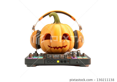 Halloween pumpkin DJ. AI-generated item Halloween pumpkin DJ. AI-generated item 130211138