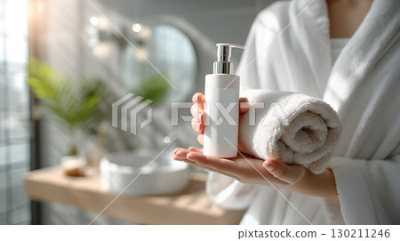 woman putting cream on her face 130211246