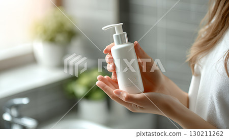 woman putting cream on hand woman putting cream on hand 130211262