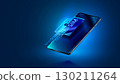 Esim icon over mobile phone in 3d isometric. digital virtual electronic sim card over screen of modern smart phone. Esim technology concept. 130211264