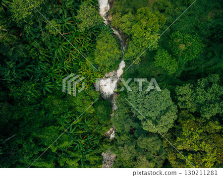 Natural waterfalls, aerial view, watersheds and environmental conservation 130211281