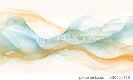 Watercolor orange paint curve background material generative AI 130211729