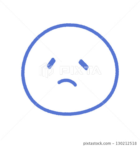 Blue handwritten emoji with a gloomy face - Image of negative emotions such as disappointment and dejected expression Blue handwritten emoji with a gloomy face - Image of negative emotions such as disappointment and dejected expression 130212518