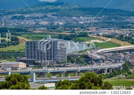 View from Otokoyama Observatory, Keiji Bypass, Yawata City, Kyoto Prefecture 130212683