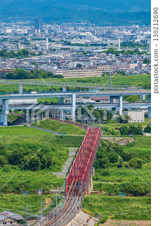 京都府八幡市京阪電鐵木津川鐵道橋男山展望台眺望的景色 130212690