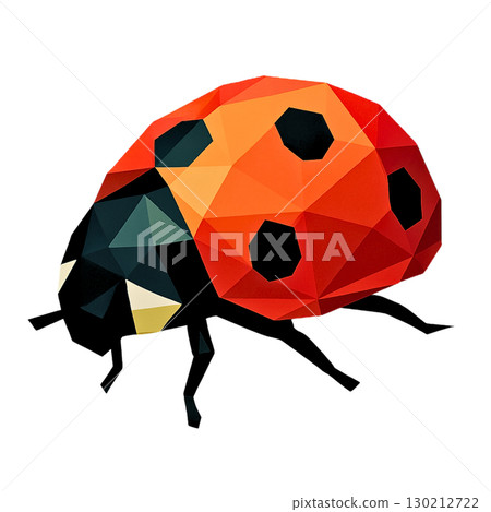 低多邊形風格瓢蟲插畫 130212722