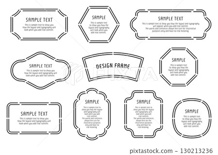 Frame, dashed line, line, simple, illustration, vector, variation, horizontal, decoration, ornament, banner 130213236