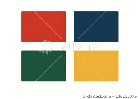 Four rounded color blocks in a 2x2 grid on white: red, navy, green, and mustard yellow. 130213379