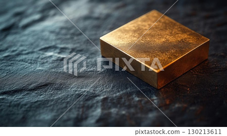 Golden Cube with Dark Background, and Abstract Texture. Golden Cube with Dark Background, and Abstract Texture. 130213611