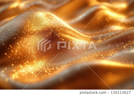 Golden Glittering Fabric Texture Background. 130213627