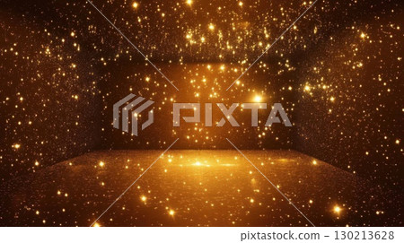 Golden Glittering Stage Background. 130213628