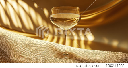 Golden Hour Wine Glass with Luxury Drink. Golden Hour Wine Glass with Luxury Drink. 130213631