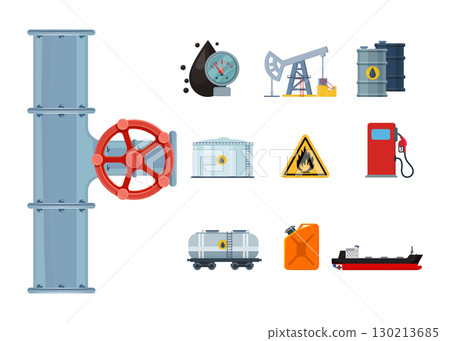 Oil Industry Object Set stock illustration 130213685