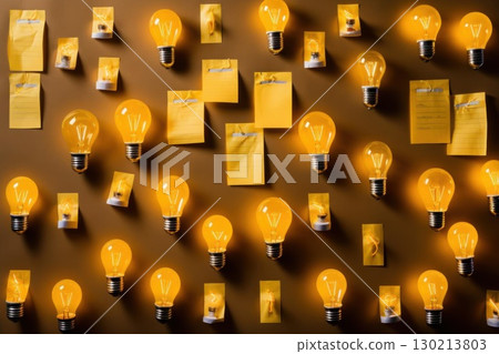 Ideas with Light Bulbs, Sticky Notes, and...-插圖素材 [130213803] - PIXTA圖庫