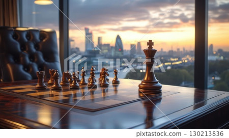 London Chess Game Sunset Strategy Business. 130213836