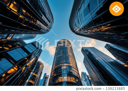 Modern Cityscape with Skyscrapers, Business District, and Architecture. Modern Cityscape with Skyscrapers, Business District, and Architecture. 130213885