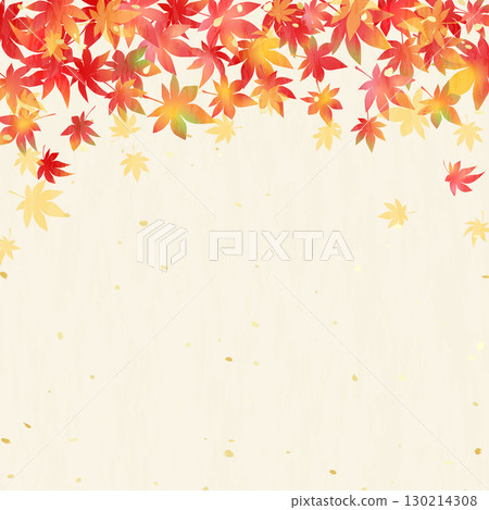 美麗的漸層秋葉和日本紙風格背景插圖 130214308